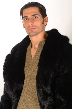 Men's Black Mink Fur 3/4 Jacket Men's Black Mink Fur 3/4 Jacket