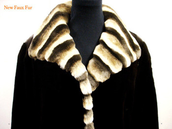 Faux Fur Brown Beaver With Brown Chinchilla Triming Faux Fur Brown Beaver With Brown Chinchilla Triming