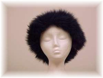 Gray Faux Fur Hat with Dyed Blue Fox Fur Trim 1 Gray Faux Fur Hat with Dyed Blue Fox Fur Trim 1