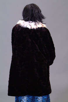 Sheared Mink 3/4 Fur Jacket with Full Skin Lynx Fur Collar Sheared Mink 3/4 Fur Jacket with Full Skin Lynx Fur Collar