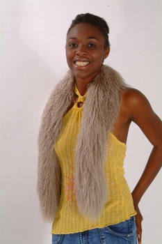 Beige Curly Lamb Fur Scarf Beige Curly Lamb Fur Scarf