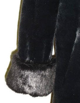 Black Faux Mink with Cuffs and Collar Black Faux Mink with Cuffs and Collar