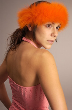 Sectional Dyed Orange Fox Fur Head Wrap Sectional Dyed Orange Fox Fur Head Wrap
