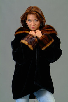 Faux Fur Mink with Faux Fur Sheared Beaver Faux Fur Mink with Faux Fur Sheared Beaver