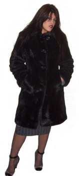 Black Ranch Mink Faux Fur 3/4 Ladies Jacket Black Ranch Mink Faux Fur 3/4 Ladies Jacket