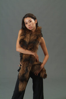 Brown Fox Tail Fur Scarf Brown Fox Tail Fur Scarf
