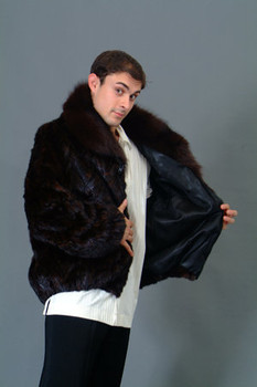 Brown Mink Bomber Jacket w/ Wing Collar Brown Mink Bomber Jacket w/ Wing Collar