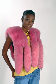 Double Full Skin Dyed Pink Fox Fur Scarf Double Full Skin Dyed Pink Fox Fur Scarf
