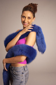 Dyed Dark Blue Full Skin Fox Fur Scarf Dyed Dark Blue Full Skin Fox Fur Scarf