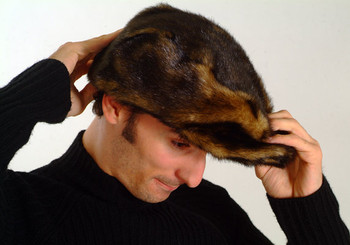 Brown Faux Fur Men's Cap Style Brown Faux Fur Men's Cap Style