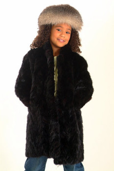 Kids Black Sheared Mink 3/4 Jacket Kids Black Sheared Mink 3/4 Jacket