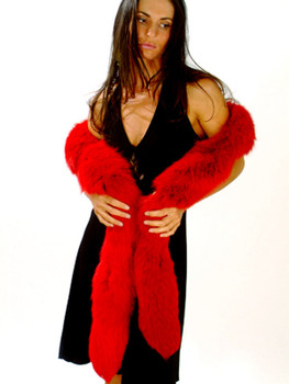 Red Fox Fur Curly Tail Boa Red Fox Fur Curly Tail Boa
