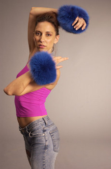 Buy Dyed Blue Fox Fur Cuffs Buy Dyed Blue Fox Fur Cuffs