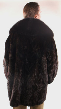 Mink Coat with Fox Large Collar Shawl Mink Coat with Fox Large Collar Shawl