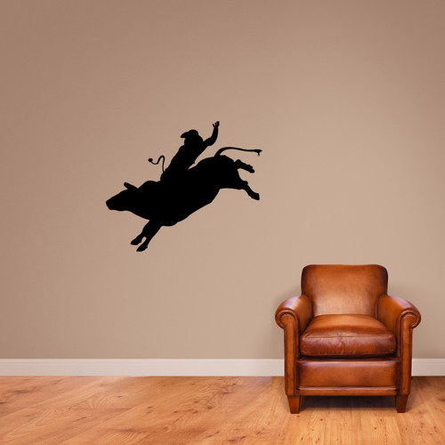Bull Rider Wall Decal 36" wide x 30" tall Sample Image