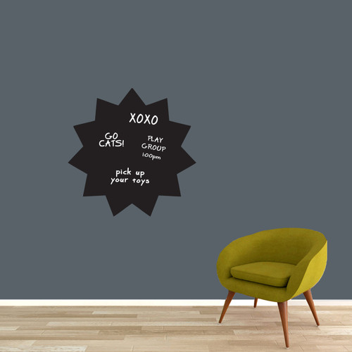 Chalkboard Starburst Wall Decals 23" wide x 23" tall Sample Image (writing not included)