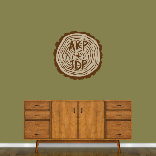 Custom Carved Tree Trunk Printed Wall Decal 24" wide x 24" tall Sample Image