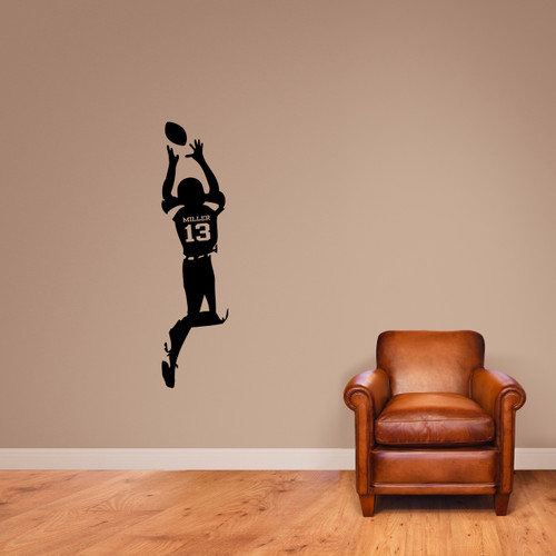 Custom Football Player Wall Decal 15" wide x 60" tall Sample Image