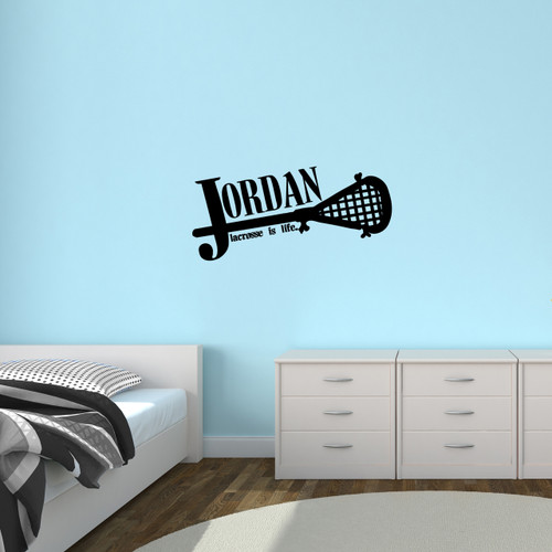 Custom Lacrosse Name Wall Decal 36" wide x 17" tall Sample Image