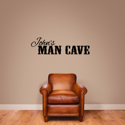 Custom Name Man Cave Wall Decal 48" wide x 14" tall Sample Image