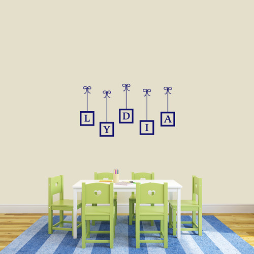 Custom Hanging Frames Name Wall Decal 36" wide x 20" tall Sample Image