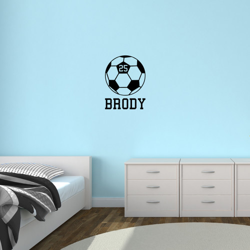 Custom Soccer Ball Wall Decal 18" wide x 24" tall Sample Image