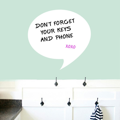 Dry Erase Word Bubble Wall Decals 24" wide x 23" tall Sample Image (writing not included)