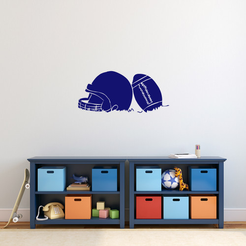 Football and Helmet Wall Decal 24" wide x 11" tall Sample Image