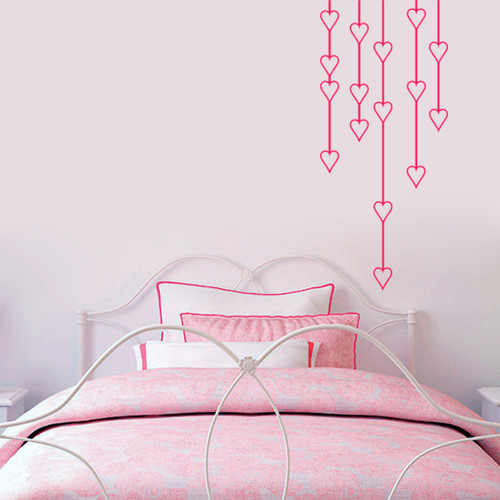 Hanging Hearts Wall Decals 22" wide x 50" tall Sample Image