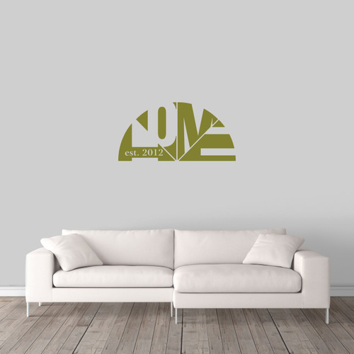 Custom Home With Established Year Wall Decal 36" wide x 18" tall Sample Image