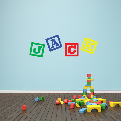 Custom Block Name Printed Wall Decal 48" wide x 16" tall Sample Image