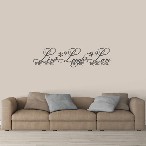Live Laugh Love Wall Decal 48" wide x 12" tall Sample Image