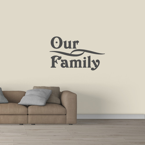 Our Family Wall Decal 36" wide x 22" tall Sample Image