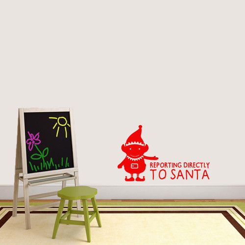 Elf Reporting Directly to Santa Wall Decal 36" wide x 22" tall Sample Image