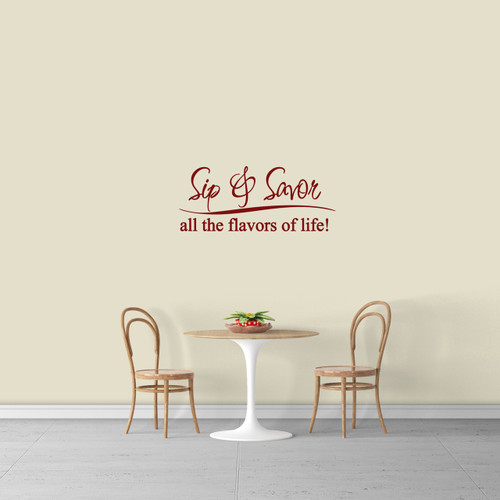 Sip And Savor Wall Decal 36" wide x 15" tall Sample Image