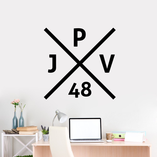 Custom Crossed X Monogram Wall Decal 36" wide x 36" tall Sample Image