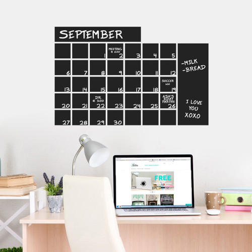 Chalkboard Calendar Wide Wall Decals 30" wide x 20" tall Sample Image