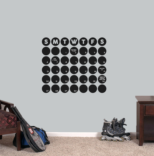 Chalkboard Circle Calendar Wall Decals 24" wide x 20.5" tall Sample Image
