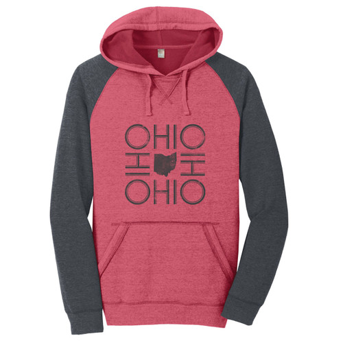 Heathered Red/Heathered Charcoal Ohio Fleece Raglan Hoodie