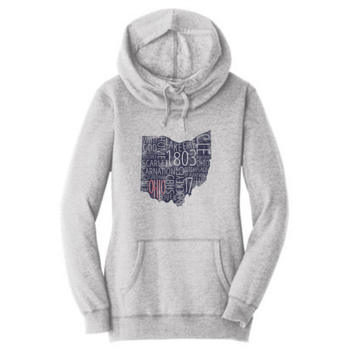 Ohio Facts Cowl Neck Lightweight Fleece Hoodie