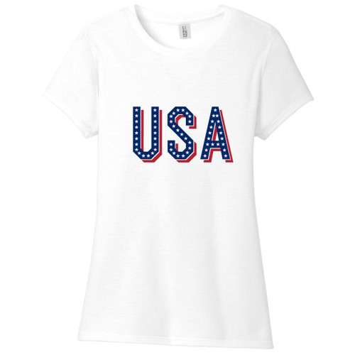 White USA Women's Fitted T-Shirt