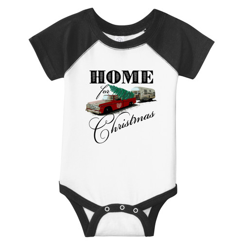 Home For Christmas Ohio Truck Unisex Infant Onesie Raglan T-Shirt Sample Image