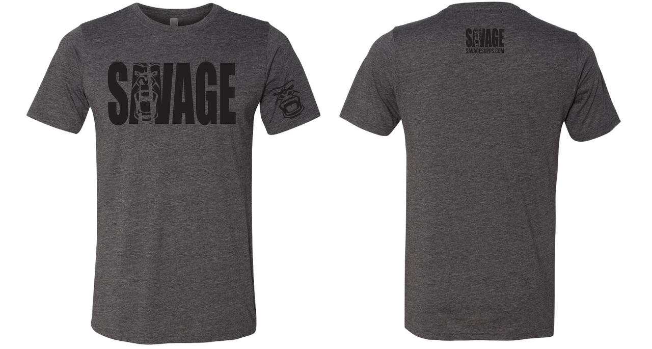 Download SAVAGE T-SHIRT GREY W/BLACK LETTERING