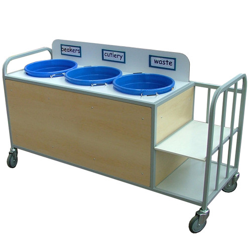 Wooden Clearing Trolley different headers above the bins as required.