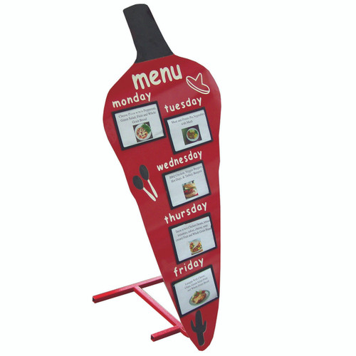 Chili menu on stand