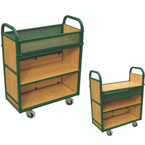 Flip down top shelf trolley