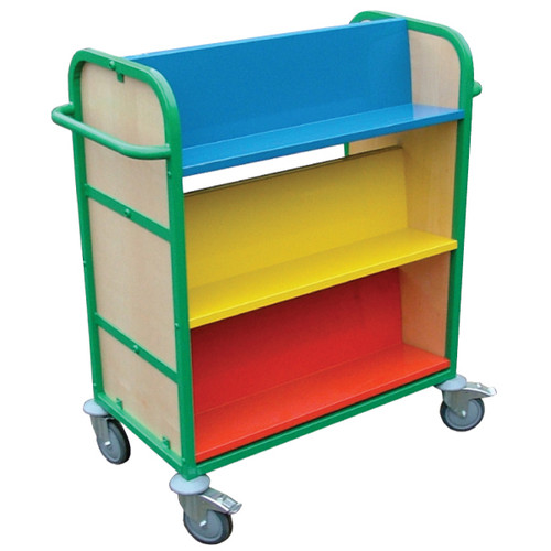 Multi coloured book trolley