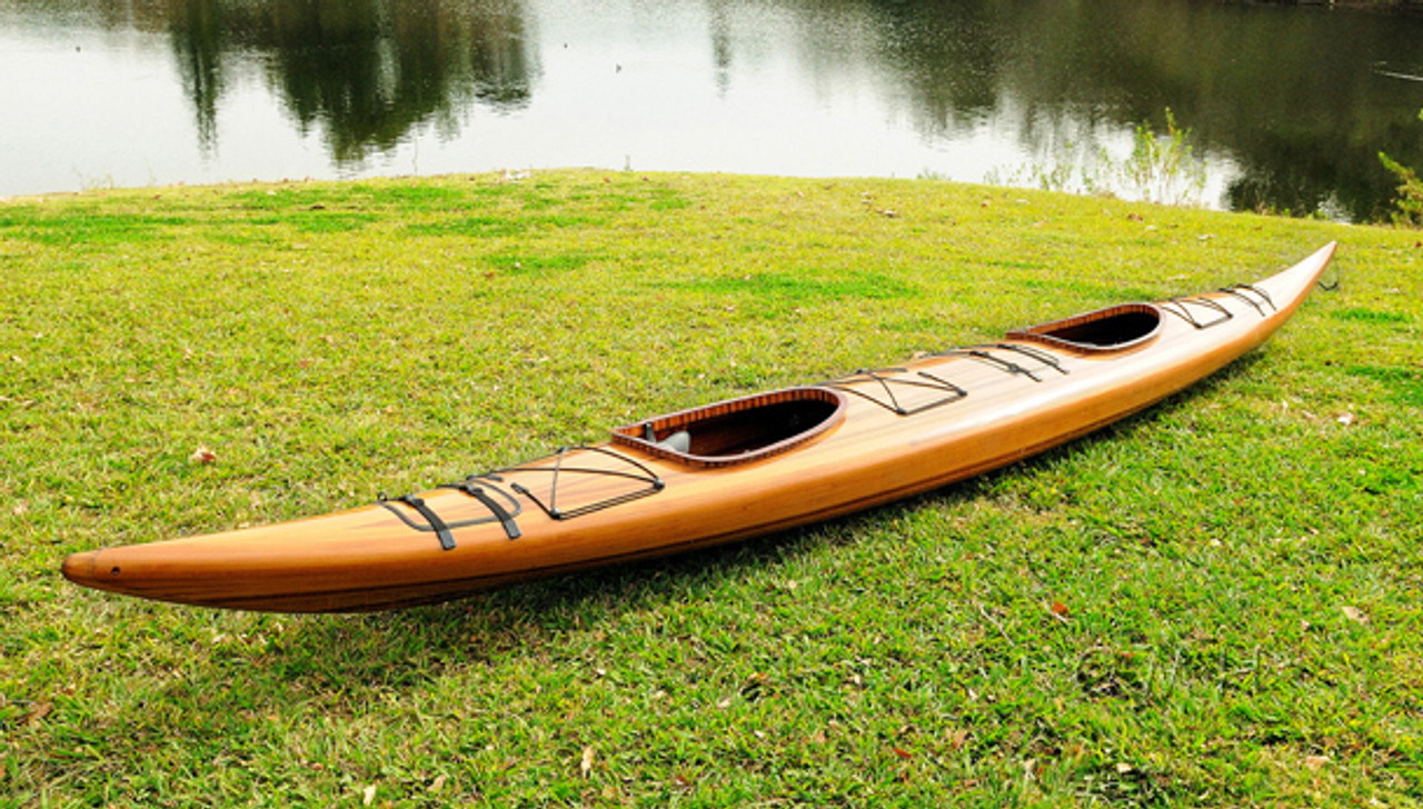 tandem cedar wood strip kayak wooden boat 19' woodenboat