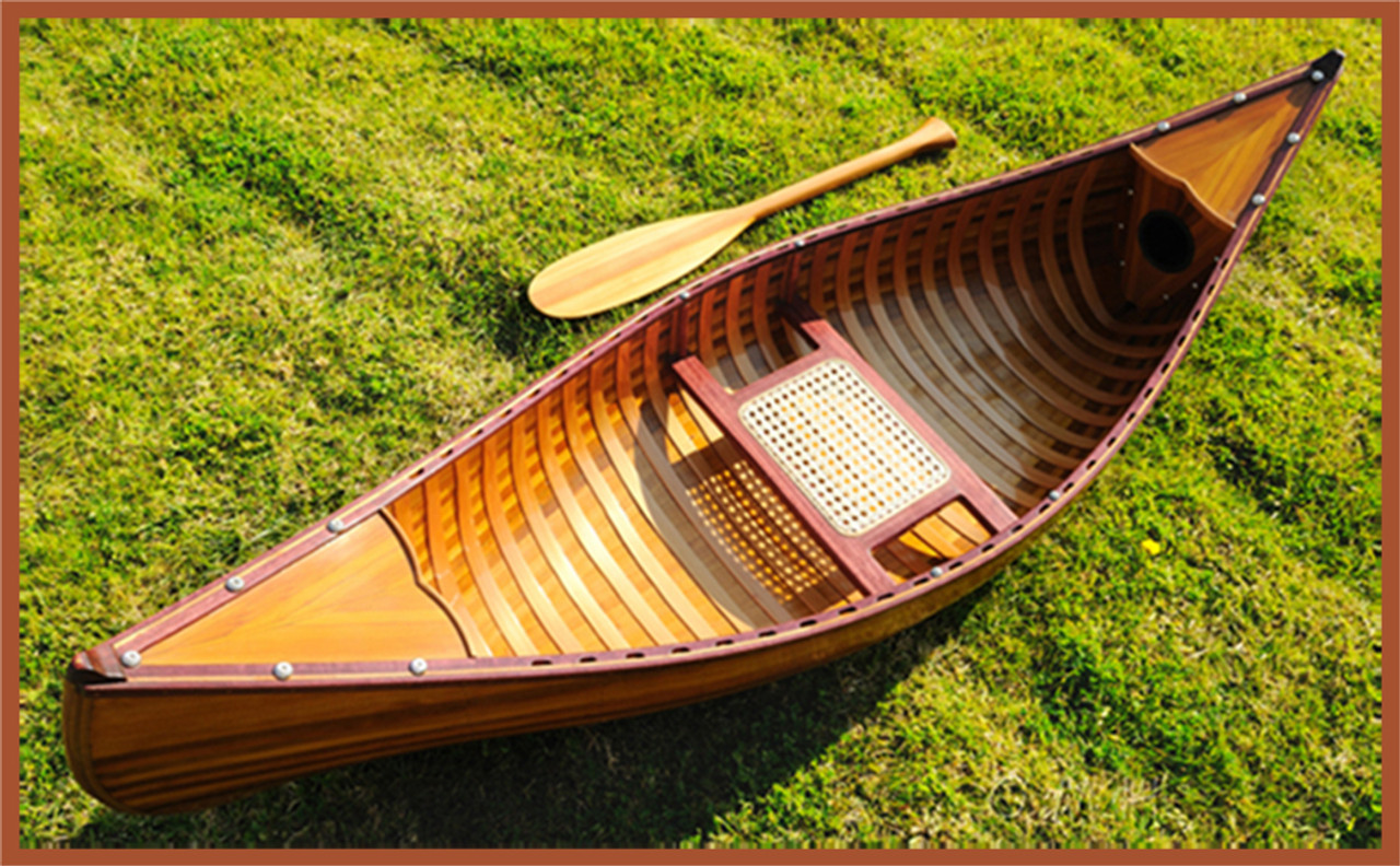 canoe with ribs curved bow 10 feet cedar strip wood boat
