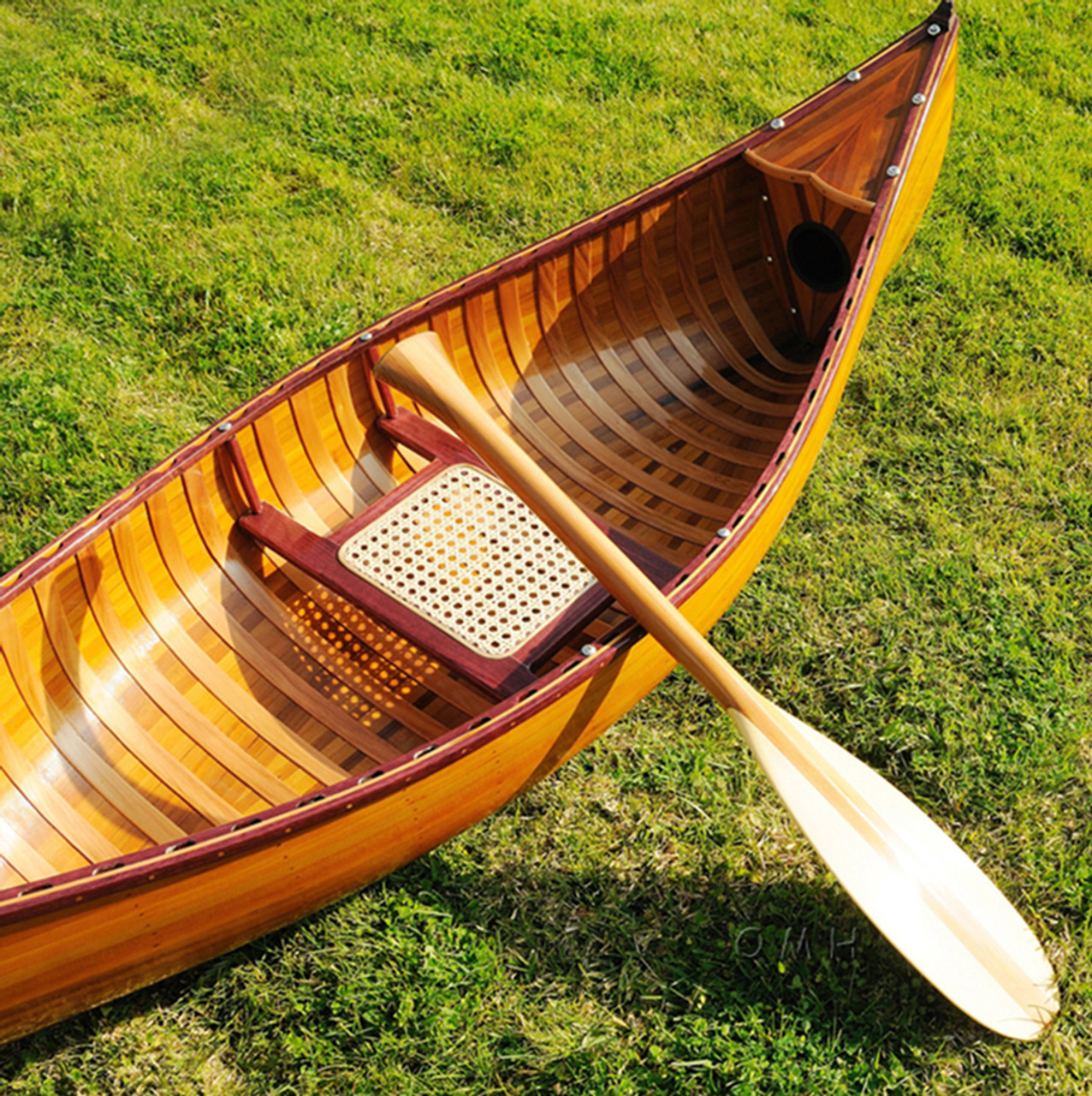 Display Cedar Wood Strip Canoe 6' Wooden Model Boat w/ Ribs - CaptJimsCargo